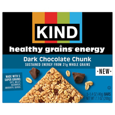 KIND Healthy Grains Energy Bars Dark Chocolate Chunk Gluten Free Snack Bars - 5-1.4 Oz - Image 3