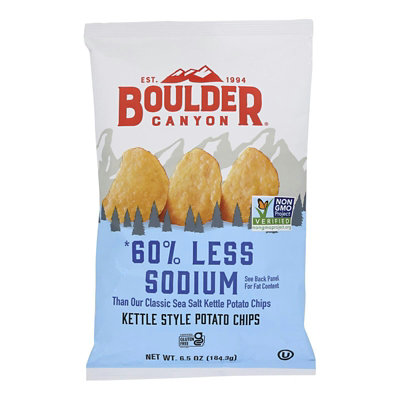 Boulder Canyon Kettle Cooked Potato Chips, 60% Lower Sodium Gluten Free 6.5 oz (Pack of 12) - Image 1