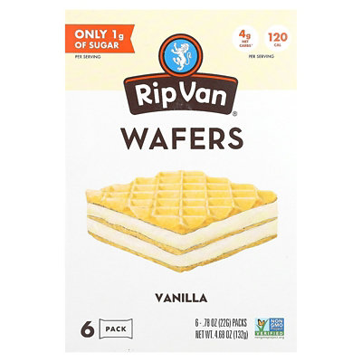 Rip Van Wafels Wafers, Vanilla, 6 Pack, 0.78 oz (22 g) Each - Image 1