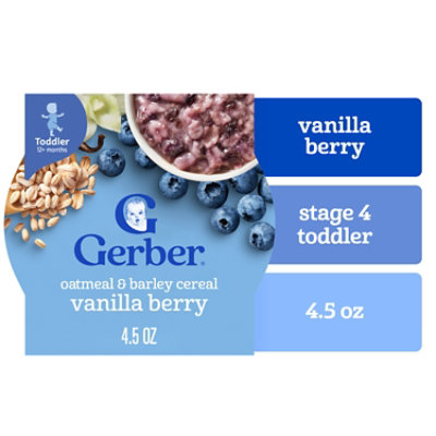 Gerber Vanilla Berry Oatmeal & Barley Cereal Toddler Meals, 4.5oz Tray - 4.5 OZ - Image 1