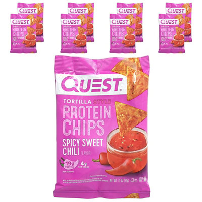 Quest Nutrition Tortilla Style Protein Chips, Spicy Sweet Chili, 8 Bags, 1.1 oz (32 g) Each - Image 1