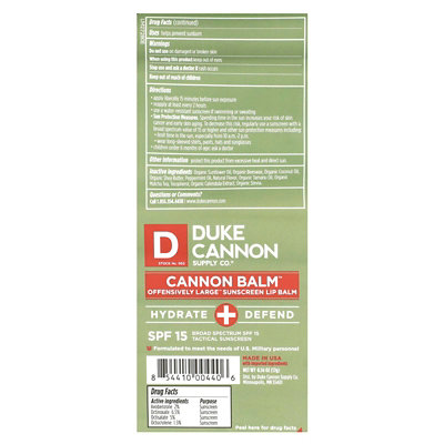 Duke Cannon Supply Co. Cannon Balm, Offensively Large Sunscreen Lip Balm, SPF 15, 0.56 oz (17 g) - Image 3