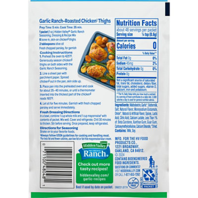 Hidden Valley Garlic Ranch Seasoning, Dressing and Recipe Mix - 1 Oz - Image 2