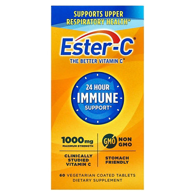 EsterC 24 Hour Immune Support, 1,000 mg, 60 Vegetarian Coated Tablets - Image 1