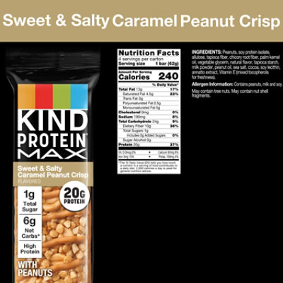 KIND Protein MAX Sweet & Salty Caramel Peanut Crisp Gluten Free Protein Bars - 4-2.2 Oz - Image 2