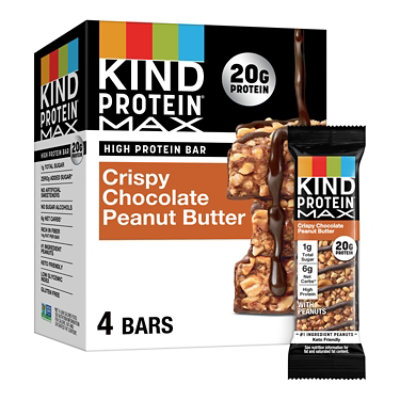 KIND Protein MAX Crispy Chocolate Peanut Butter Gluten Free Protein Bars - 4-2.2 Oz - Image 1