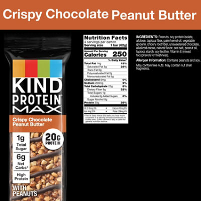 KIND Protein MAX Crispy Chocolate Peanut Butter Gluten Free Protein Bars - 4-2.2 Oz - Image 2