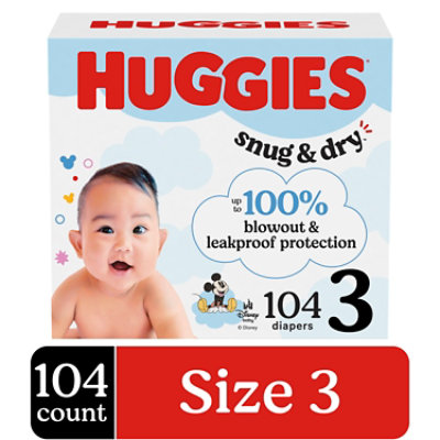 Huggies Snug & Dry Baby Diapers, Size 3 (16-28 lbs) - 104 Count - Image 1
