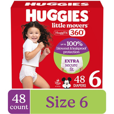Huggies Little Movers HuggFit 360° Baby Diapers Size 6 (35+ lbs) - 48 Count - Image 1