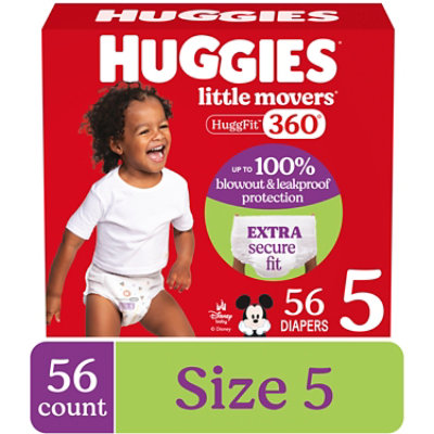 Huggies Little Movers HuggFit 360° Baby Diapers Size 5 (27+ lbs) - 56 Count - Image 1
