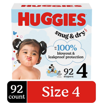 Huggies Snug & Dry Baby Diapers, Size 4 (22-37 lbs) - 192 Count - Image 1