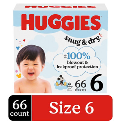 Huggies Snug & Dry Baby Diapers, Size 6 (35+ lbs)- 66 Count