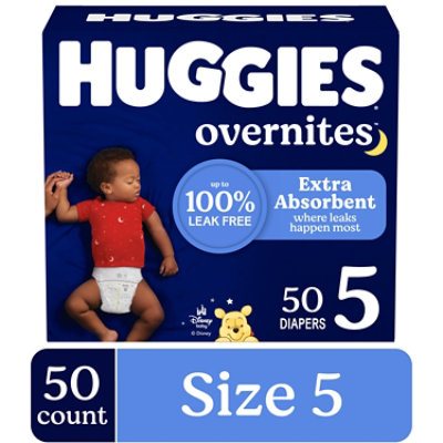 Huggies Overnites Nighttime Baby Diapers, Size 5 (27+ lbs) - 50 Count - Image 1