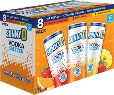 Sunny D Vodka Seltzer Summer Variety Can - 8-12 FZ - Image 1