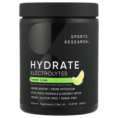 Sports Research Hydrate Electrolytes, Lemon Lime, 15.87 oz (450 g) - Image 1