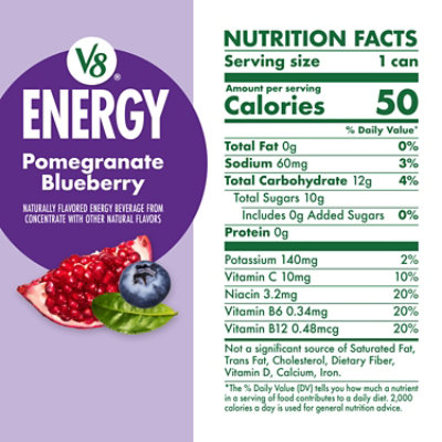 V8 Plus Energy Pomegranate Blueberry Energy Drink, 8oz Can - 8 FZ - Image 4