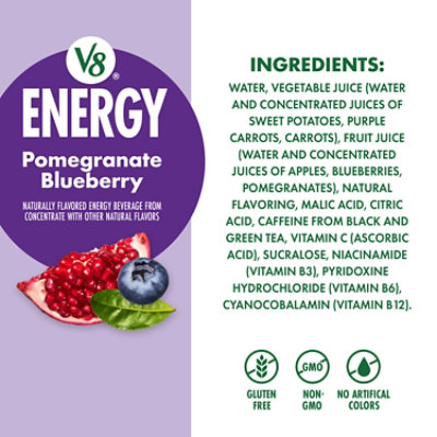 V8 Plus Energy Pomegranate Blueberry Energy Drink, 8oz Can - 8 FZ - Image 5