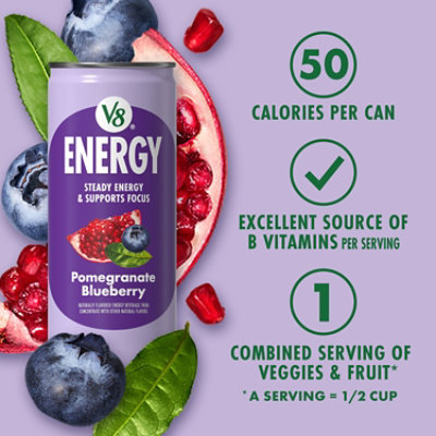 V8 Plus Energy Pomegranate Blueberry Energy Drink, 8oz Can - 8 FZ - Image 3