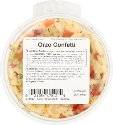 Zinas Salads Orzo Confetti Salad - 12 OZ - Image 6