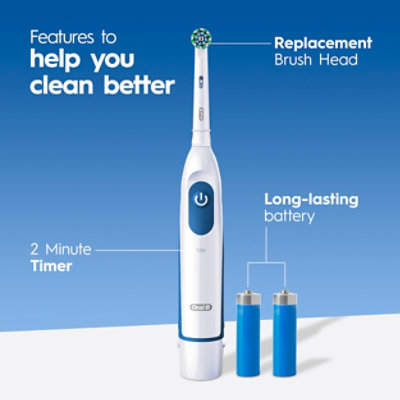 Oral-b Pro 100 Precision Clean, Battery Power Toothbrush, White - EA - Image 4