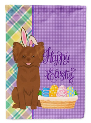 Caroline's Treasures - Garden Size - Multicolor - Longhaired Chocolate Chihuahua  - Easter Egg Hunt Garden Mailbox Flag, Outside Decorative Yard Banner - Image 1