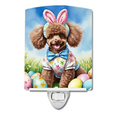 Caroline's Treasures - 6x4x3 - Multicolor - Chocolate Poodle - Design-1 - Easter Egg  Ceramic Night Light Compact - UL-Certified - Ideal for Every Place - Image 1