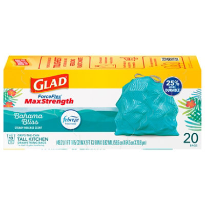 Glad Forceflex Maxstrength Scented Tall Kitchen Trash Bags, 13 Gallon, 20 Bags - 20 CT - Image 1