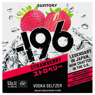 Minus196 Seltzer Rtd Strawbry 4-12 Fl Oz Cans - 4-12 FZ - Image 1