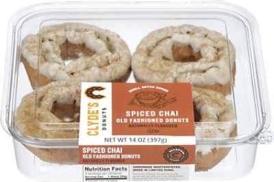 Clydes Donuts Spiced Chai Old Fashioned Donut 4 Count - 14 OZ - Image 1