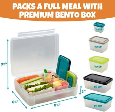 Bentology Bento Lunch Box Set w/ 5 Removable  Leak Proof Containers  On-the-Go Meal  Food Prep & Snack Packing Compartments - Stackable - Image 2