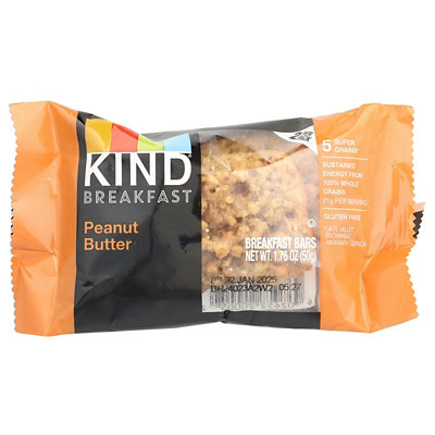 KIND Bars Breakfast Bar, Peanut Butter, 6 Packs, 1.76 oz (50 g) Each - Image 3