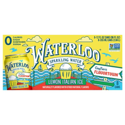 Waterloo Lemon Italian Ice Sparking Water - 8 - 12 Fl. Oz. - Image 1