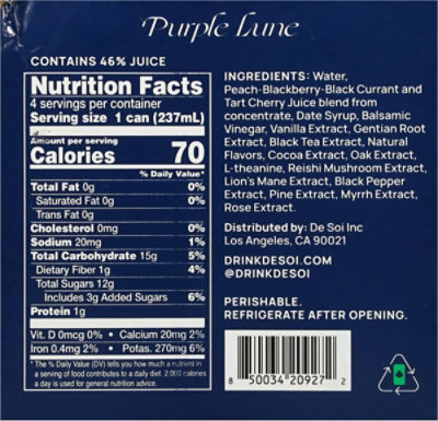 De Soi Spritz Purple Lune Non Alcoholic Apertif 4-237 Ml Cans - 4-237 ML - Image 5