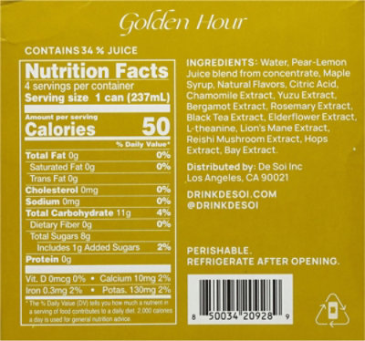 De Soi Golden Hour Sparkling Non Alcoholic Apertif 4-237 Ml Cans - 4-237 ML - Image 5
