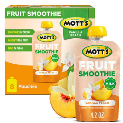 Mott’s Fruit Smoothie Vanilla Peach pouches - 8 - 4.2 oz