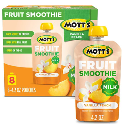 Mott’s Fruit Smoothie Vanilla Peach pouches - 8 - 4.2 oz - Image 1