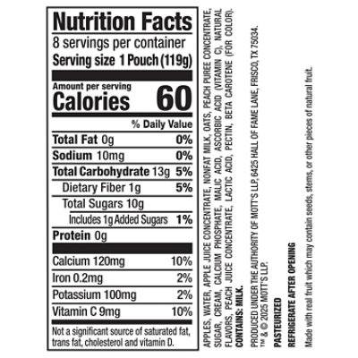 Mott’s Fruit Smoothie Vanilla Peach pouches - 8 - 4.2 oz - Image 4