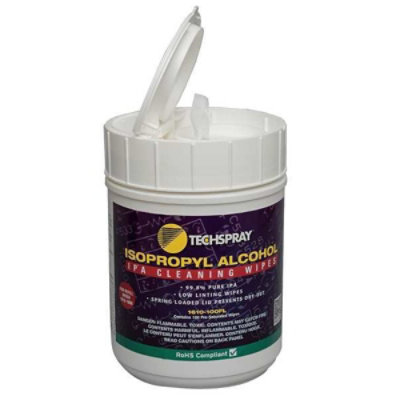 Techspray Cleaning Wipes,Self-Close Tub,PK100 1610-100FL - Image 1