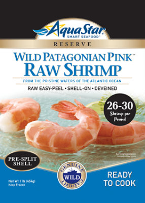 Aqua Star Pink Patagonian Shrimp 26-30 Count Raw Wild 16 Oz - 16 OZ - Image 1