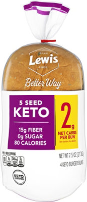 Lewis Bake Shop Healthy Life 5 Seed Keto Burger Buns - 7.5 OZ - Image 1