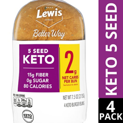 Lewis Bake Shop Healthy Life 5 Seed Keto Burger Buns - 7.5 OZ - Image 2