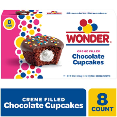 Wonder Creme Filled Chocolate Cupcakes 8 Count - 16 OZ - Image 2