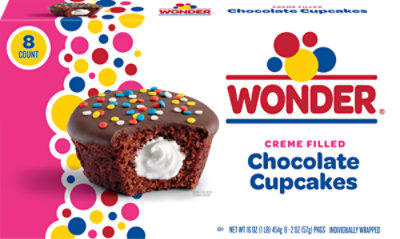 Wonder Creme Filled Chocolate Cupcakes 8 Count - 16 OZ - Image 3