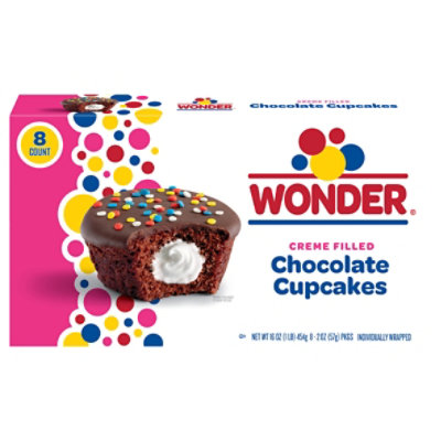Wonder Creme Filled Chocolate Cupcakes 8 Count - 16 OZ - Image 1