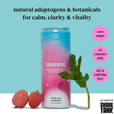 Moment Water Sparkling Bubbly Lychee Mint 11.5 oz (Pack of 12) - Image 2
