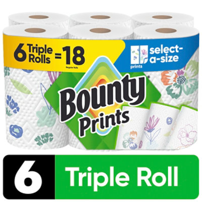 Bounty 6 Triple Roll Select-a-Size White - 6 Roll - Image 1