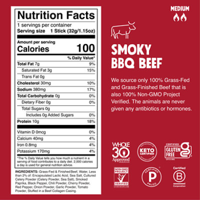 Chomps Smoky Bbq Beef Stick 1.15oz - 1.15 OZ - Image 2