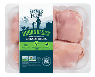 Farmer Focus Organic Halal Boneless Chicken Thighs - LB - Image 1