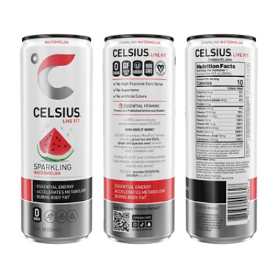 Celsius Live Fit Sparkling Watermelon Dietary Supplement - 12 Fl oz (Pack of 12) - Image 2