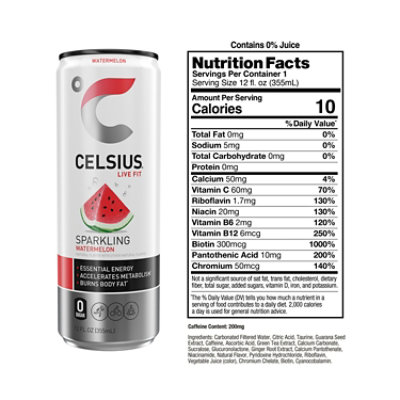 Celsius Live Fit Sparkling Watermelon Dietary Supplement - 12 Fl oz (Pack of 12) - Image 3